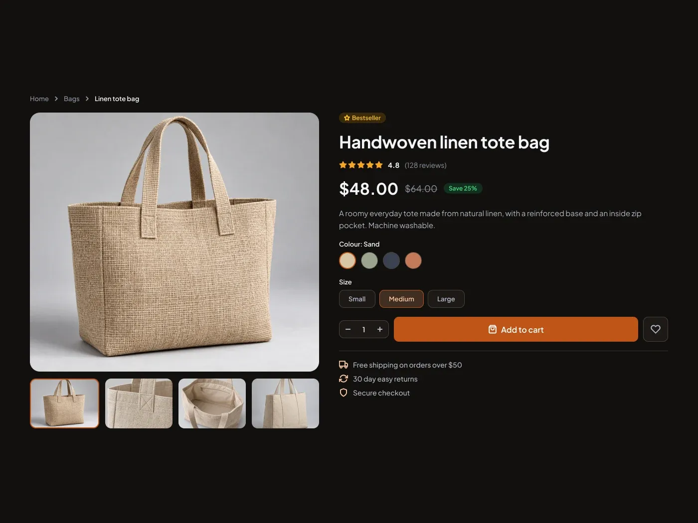 Premium Dark Product Detail Page UI for Figma