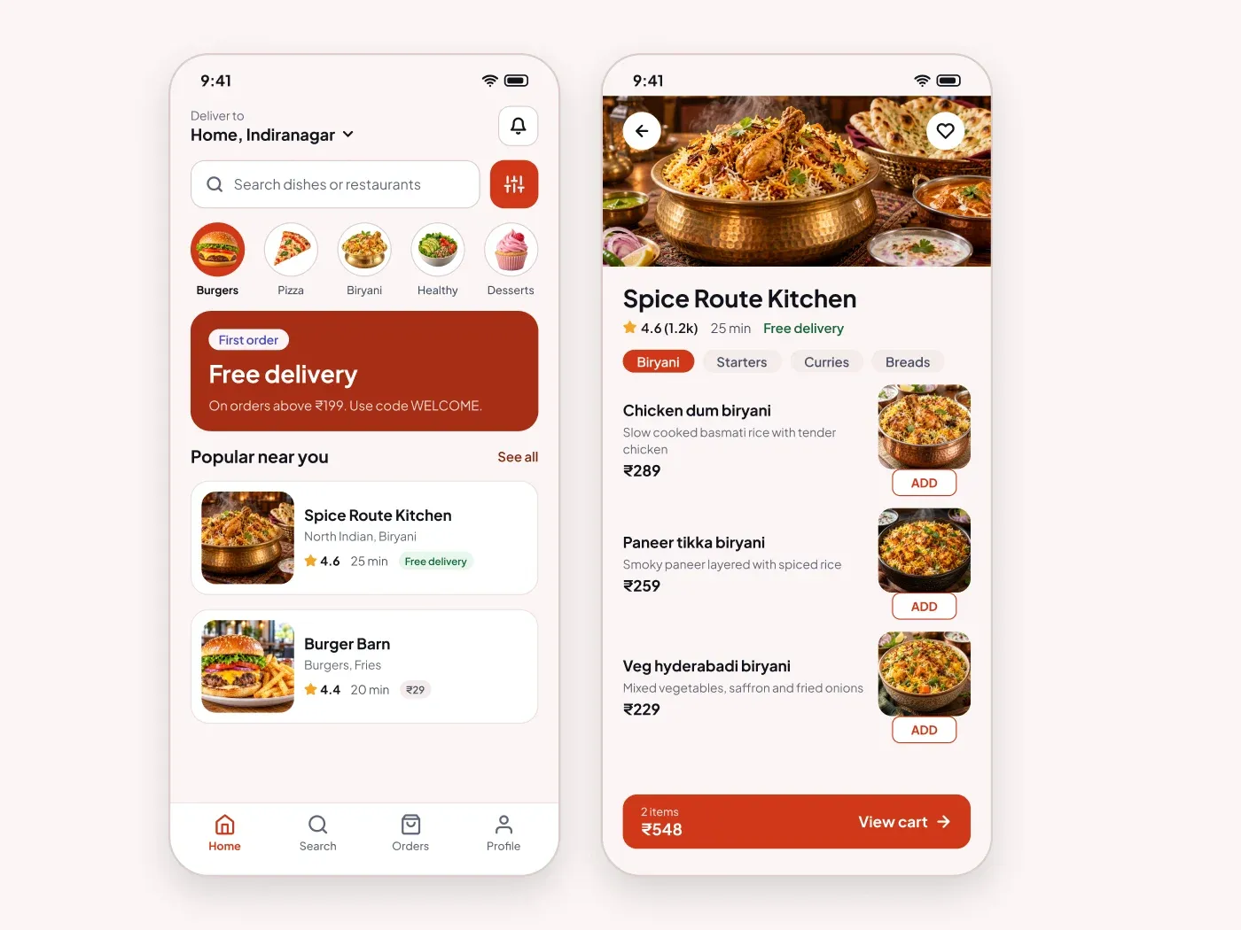 Premium Food Delivery App Home Screen UI for Figma