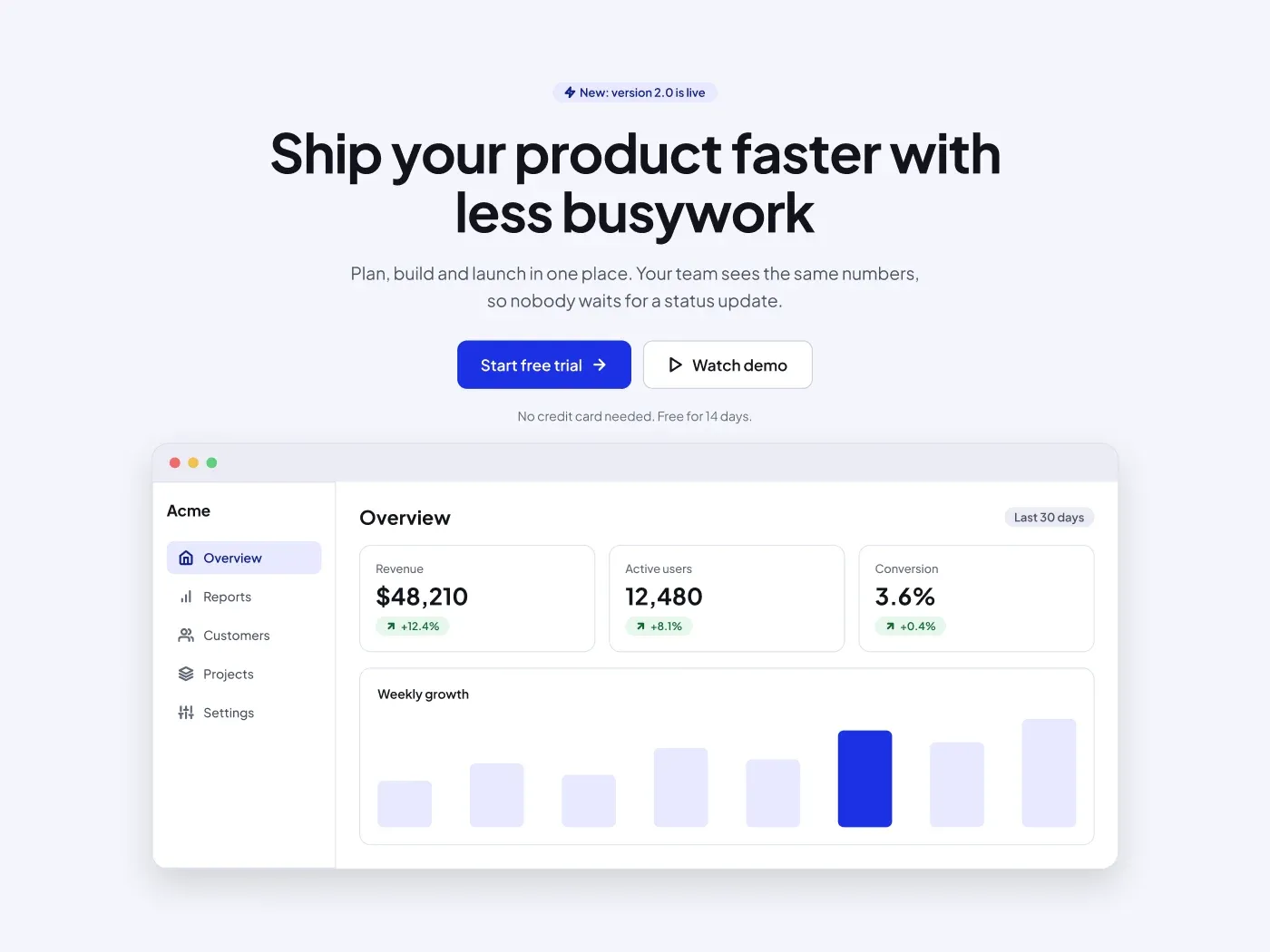 Hero Section with Product Screenshot UI for Figma