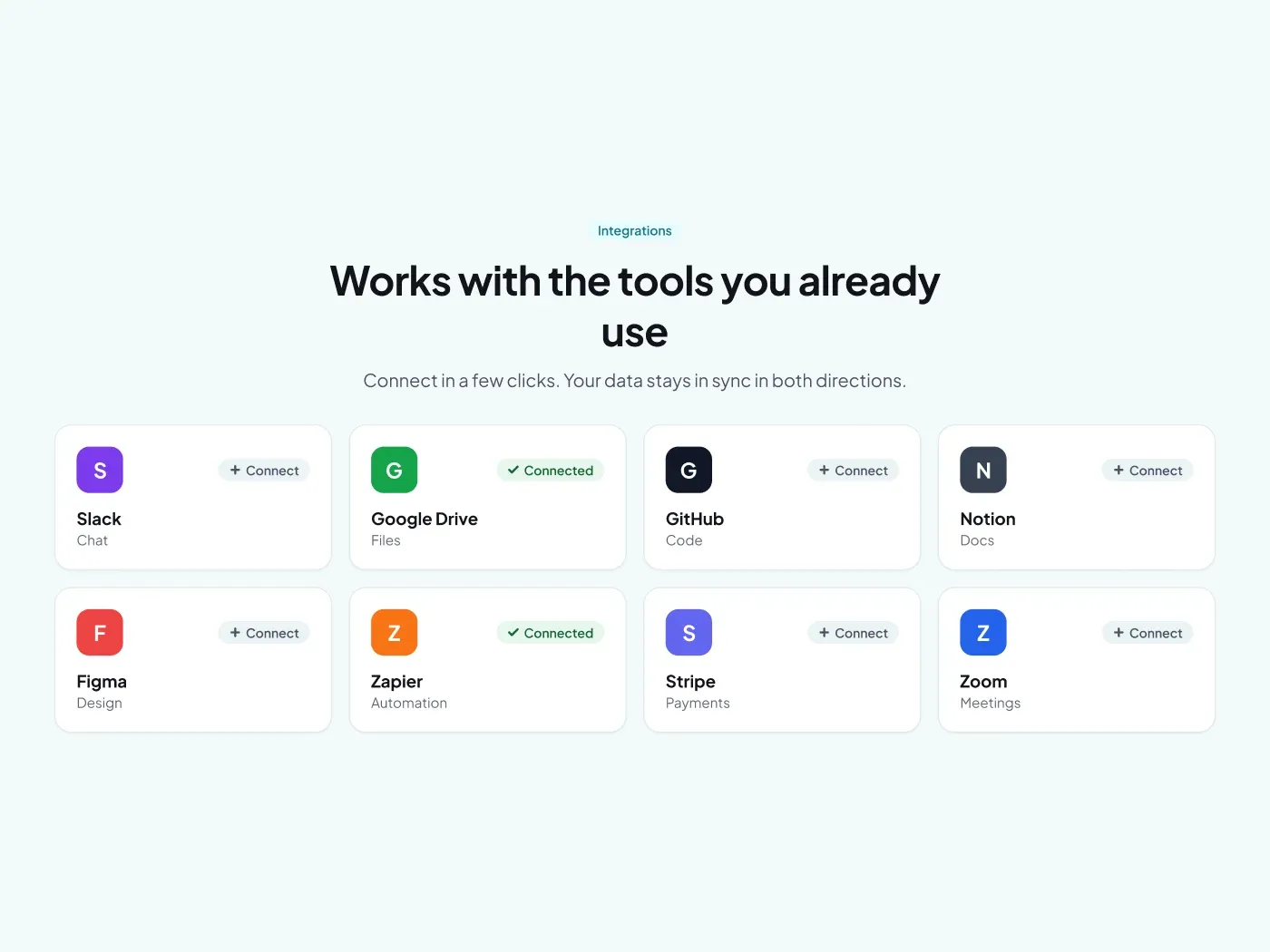 Integrations Grid Section UI for Figma