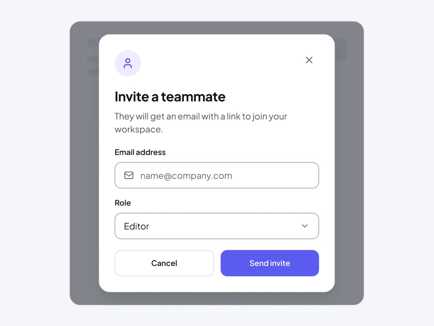 Premium Invite Form Modal UI for Figma