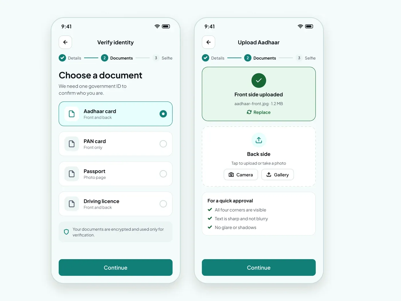 Premium KYC Document Upload Screens UI for Figma