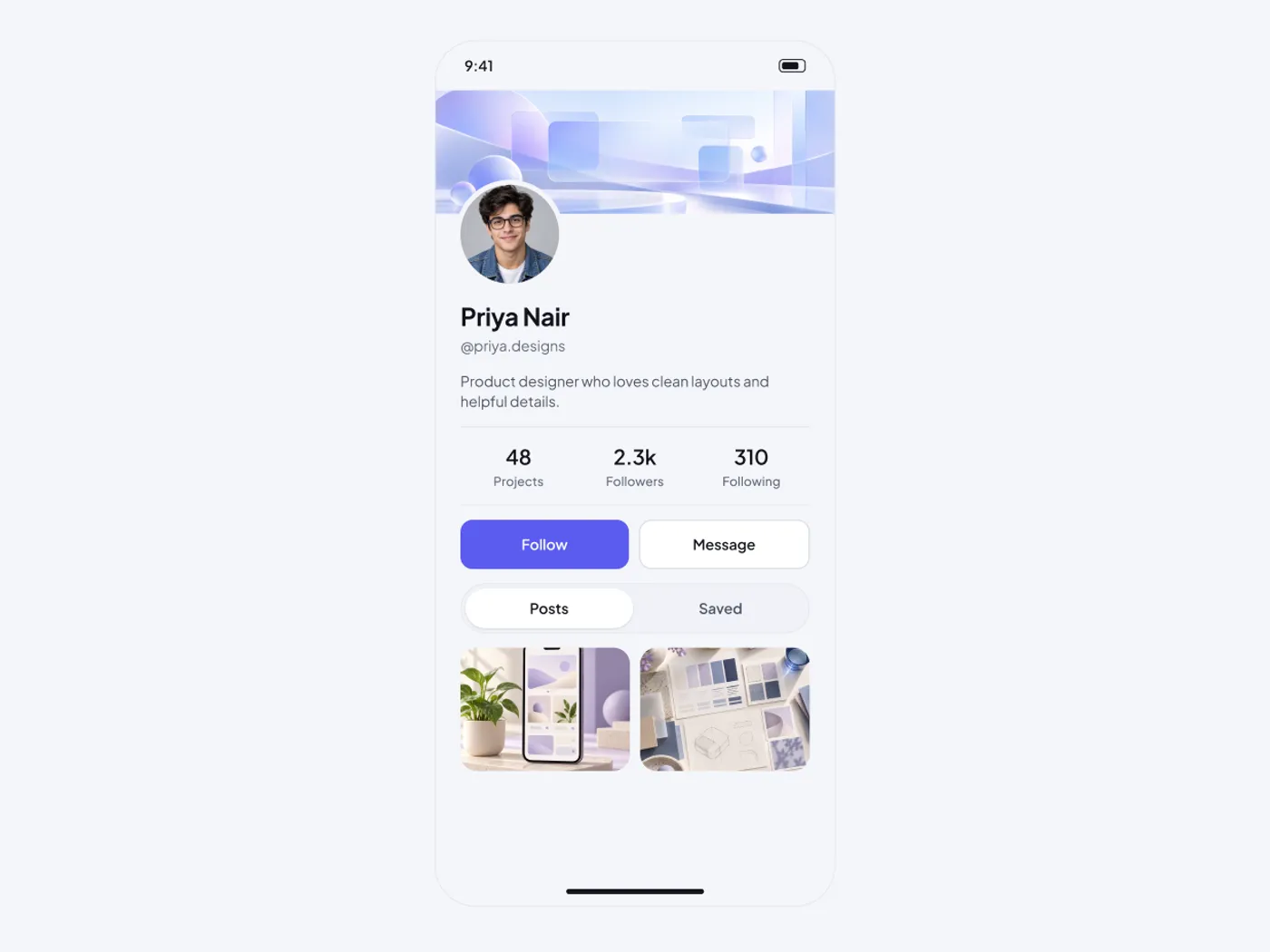 Mobile Profile Screen UI for Figma