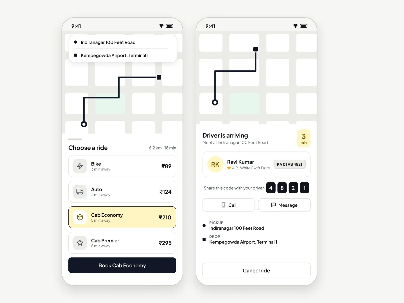 Premium Ride Booking App with Map UI for Figma