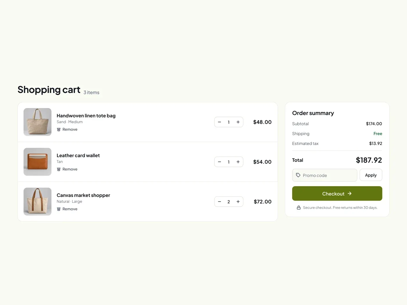 Shopping Cart Page UI for Figma