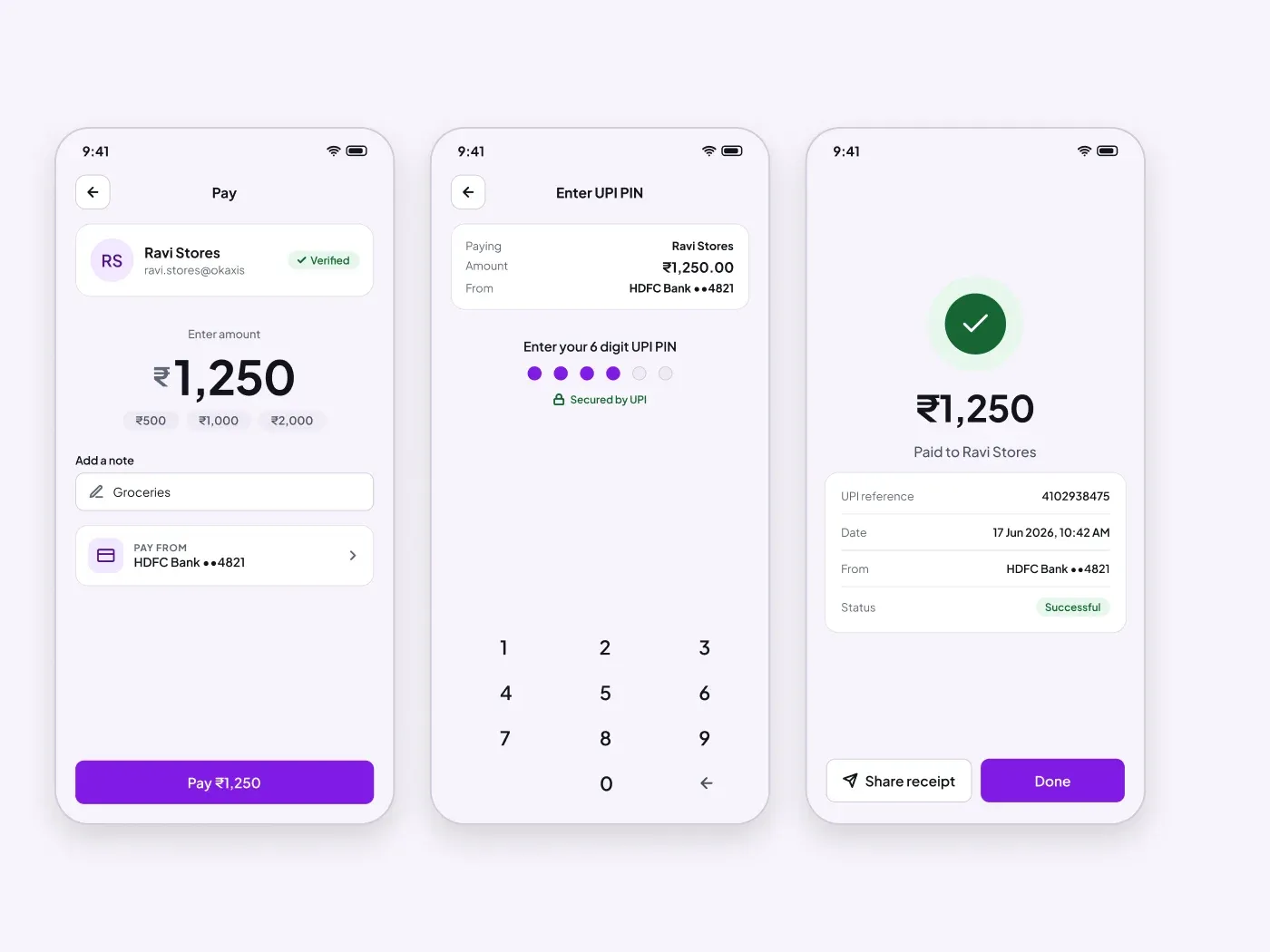 Premium UPI Payment Flow Screens UI for Figma