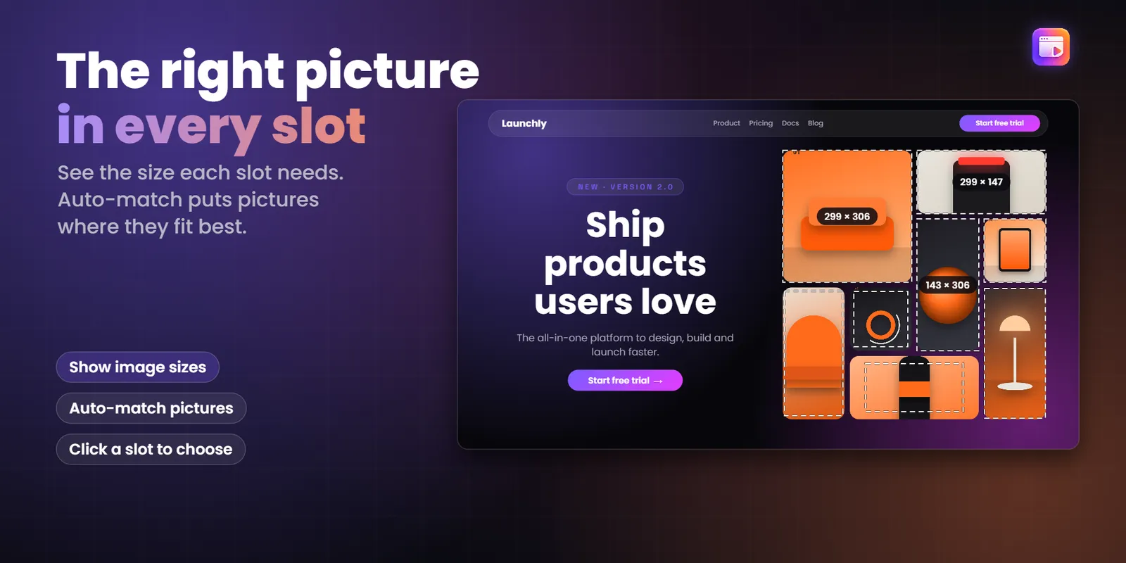 Choosing which of your pictures goes into each slot of an animated section