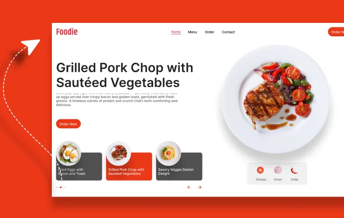 Foodie – Food Website Home Page UI Design (With Animation) | Figma Template