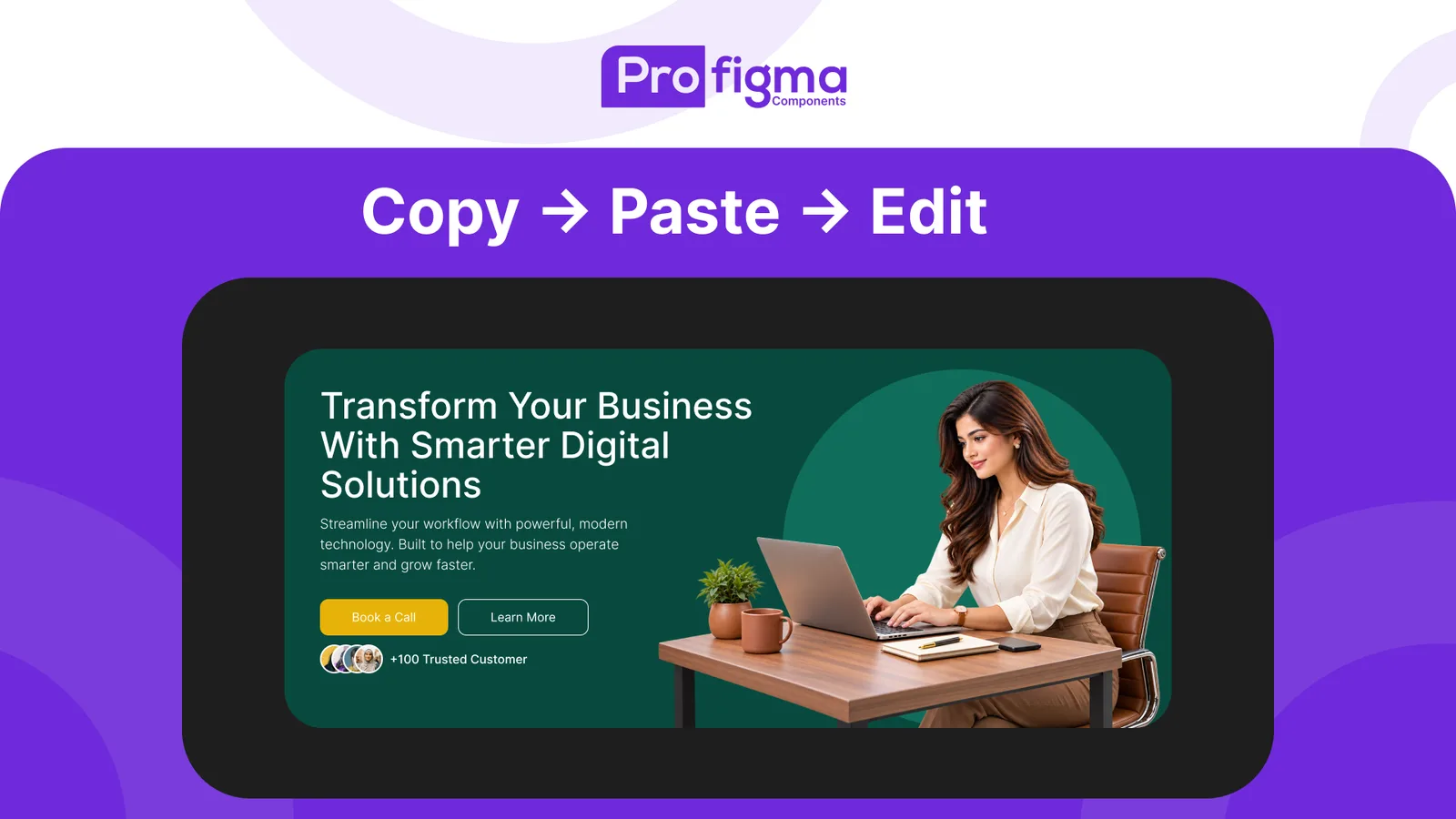 Copy, paste, edit: a hero section component pasted into Figma as fully editable layers