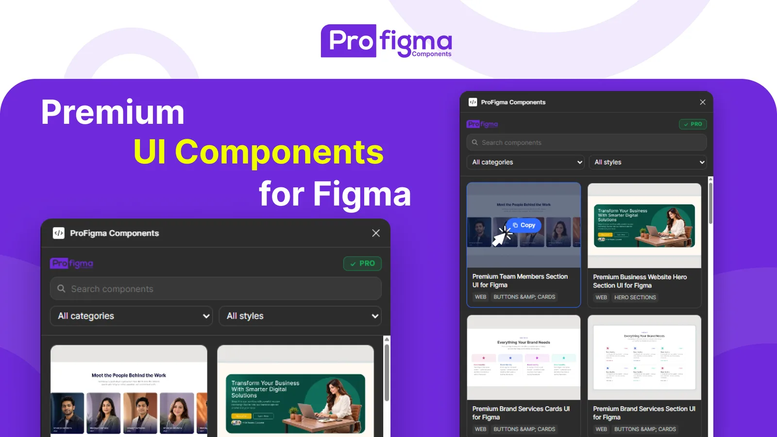 ProFigma Components plugin with Pro active: unlimited copies and all Pro components