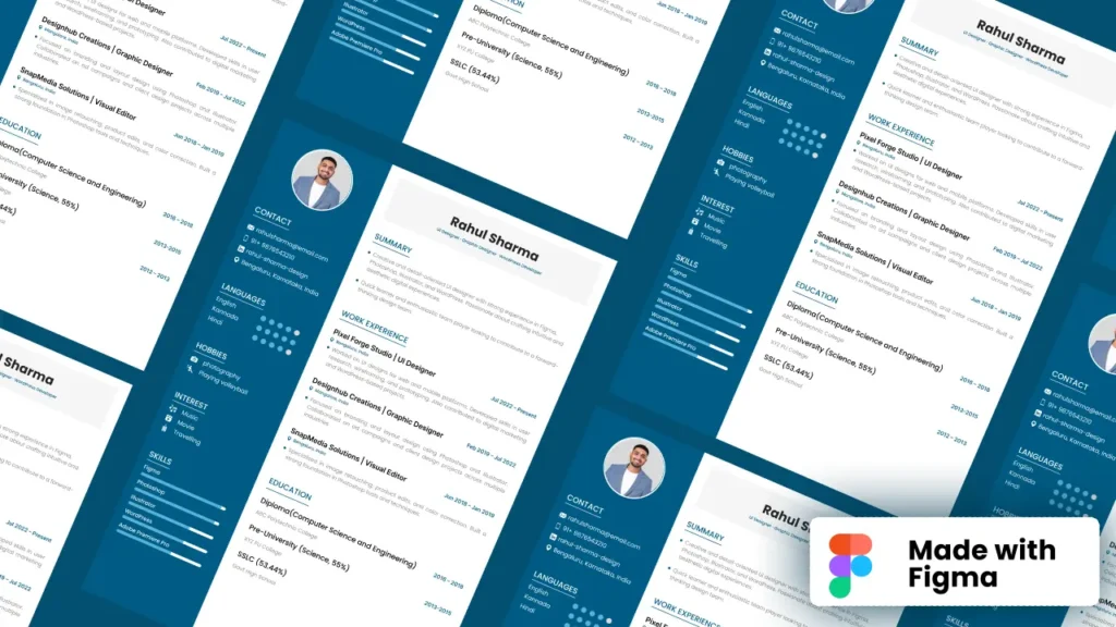Free Figma resume template editable and professional