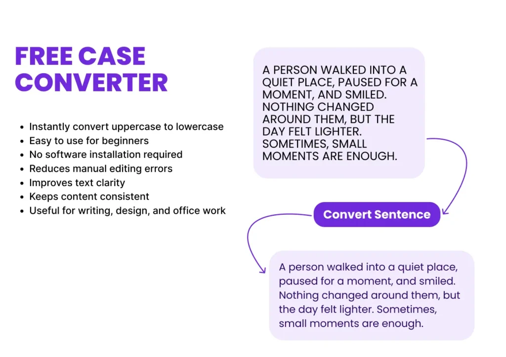 Case converter to convert uppercase to lowercase