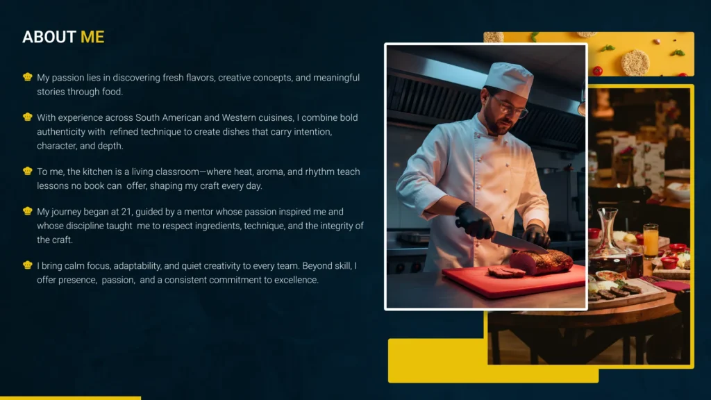 culinary career presentation portfolio