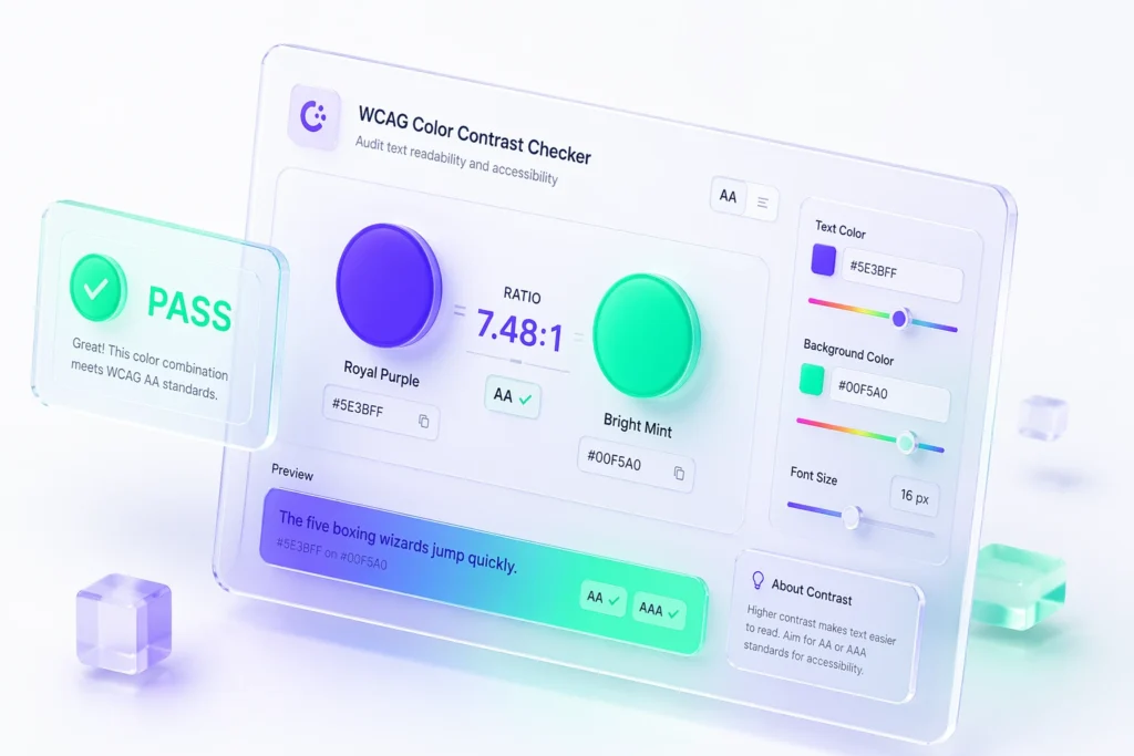 Professional WCAG Color Contrast Checker 3D Illustration